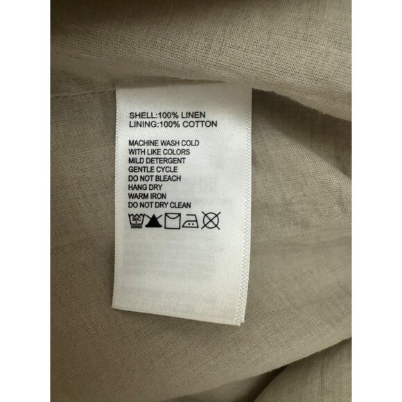 Tommy Bahama Beige Two Palms Linen Ruffle Shift Dress w/Pockets Size M Summer - Picture 6 of 6